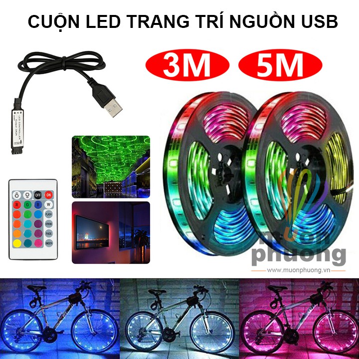 [FRSHIP 20K] Cuộn đèn led dây nguồn USB có remote điều khiển 3m - 5m - MUÔN PHƯƠNG SHOP