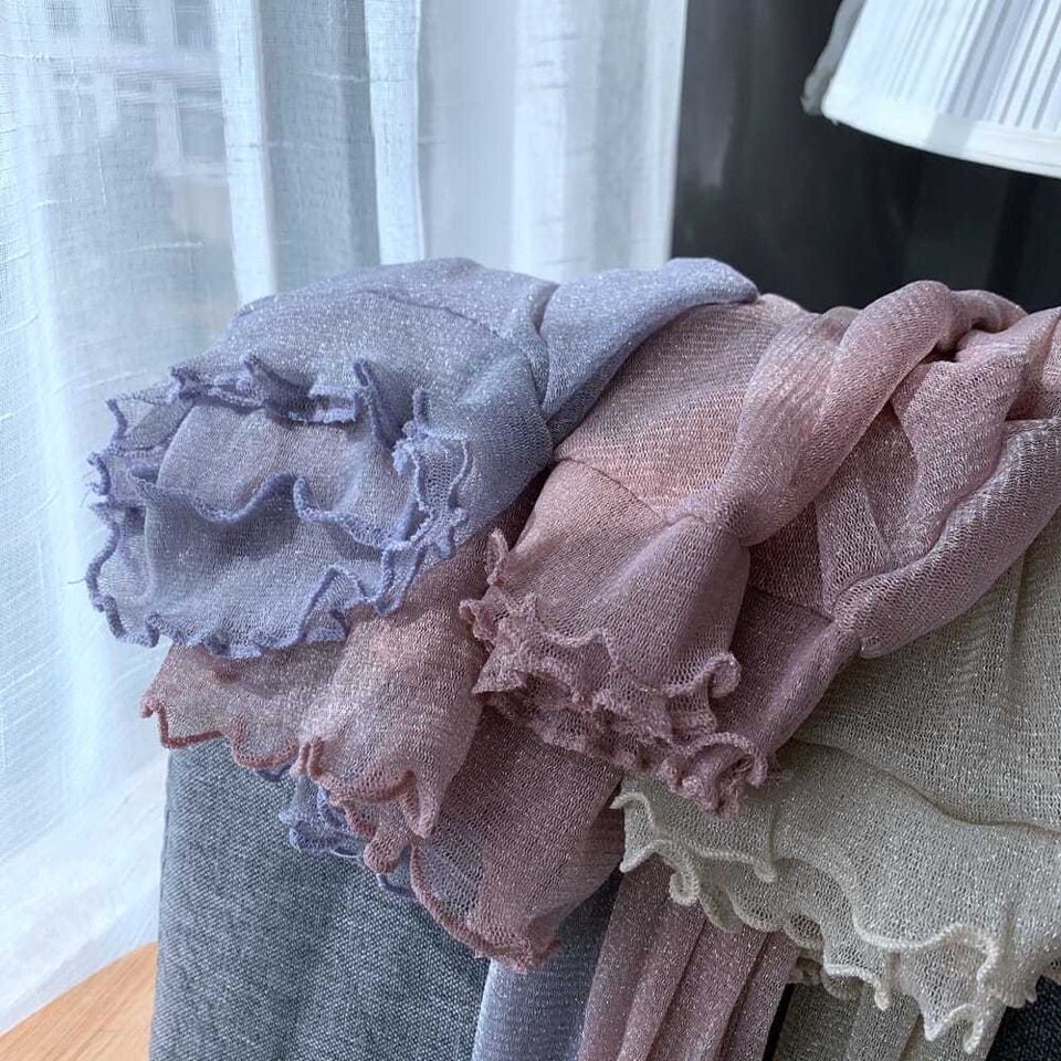 Áo Sơ Mi Dài Tay Hai Lớp Viền Ren Mềm Mại Nhẹ Nhàng Thanh Lịch Cho Nữ