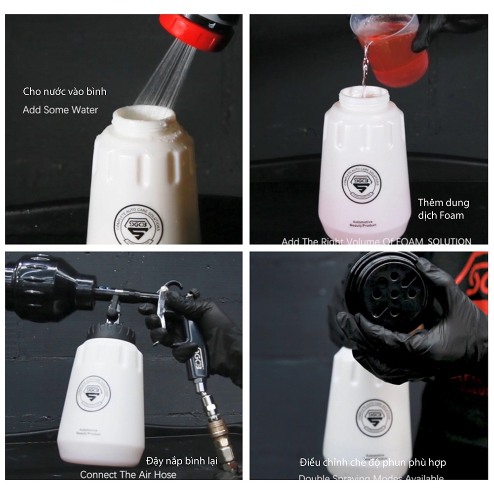 Bình tạo bọt tuyết rửa xe khí nén SGCB bình phun bọt tuyết cầm tay SGGC088 bình Foam 1000ml miệng rộng Nhật Bản Mart