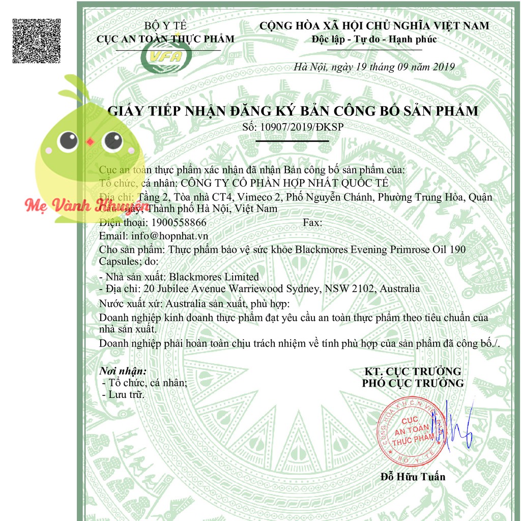 Tinh dầu hoa anh thảo Blackmores Evening Primrose Oil, Úc (190v) | Thế Giới Skin Care