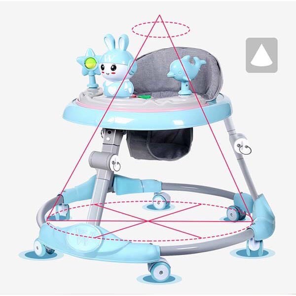Xe Tròn Tập Đi Cho Bé 2In1 Baby Walker 619M Xe Nôi Quây Tròn 6 Bánh Xoay 360 Độ, Chắc Chắn - Có Kèm Nhạc, Đèn