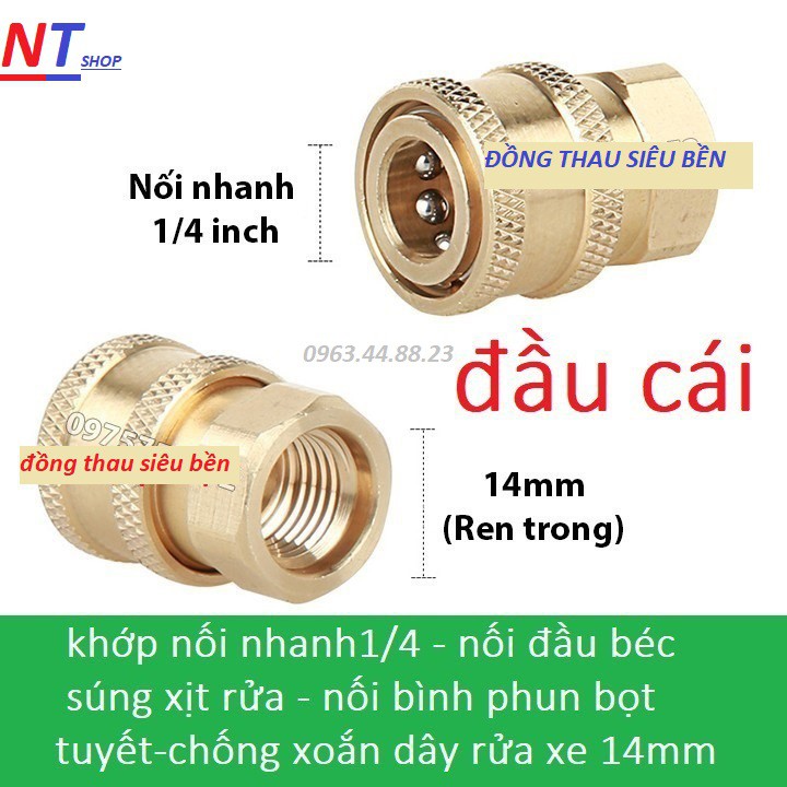 Khớp nối nhanh chống xoắn dây 1/4, khớp nối nhanh súng xịt rửa áp lực cao