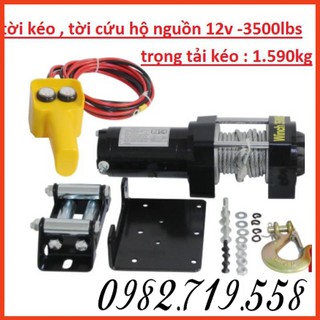 Tời điện ắc quy 12v 3500lbs tải trọng kéo 1.590kg