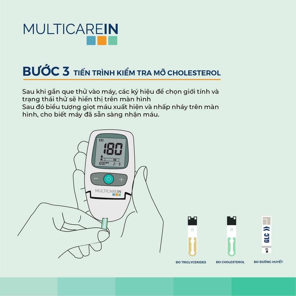 Máy đo mỡ máu và đường huyết MultiCare-In 3 trong 1 chính hãng