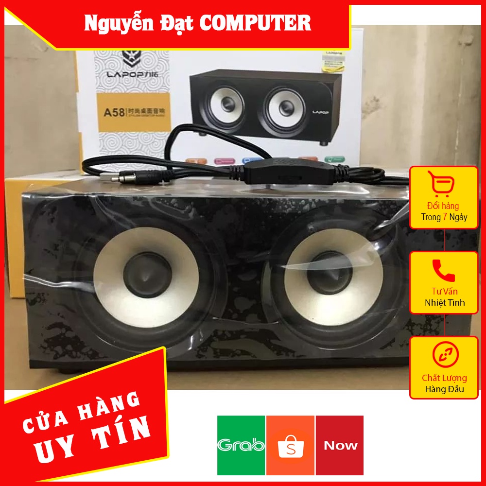 Loa máy tính Lapop A58 2.0 vỏ gỗ,âm thanh sống động,Bảo hành 6 tháng
