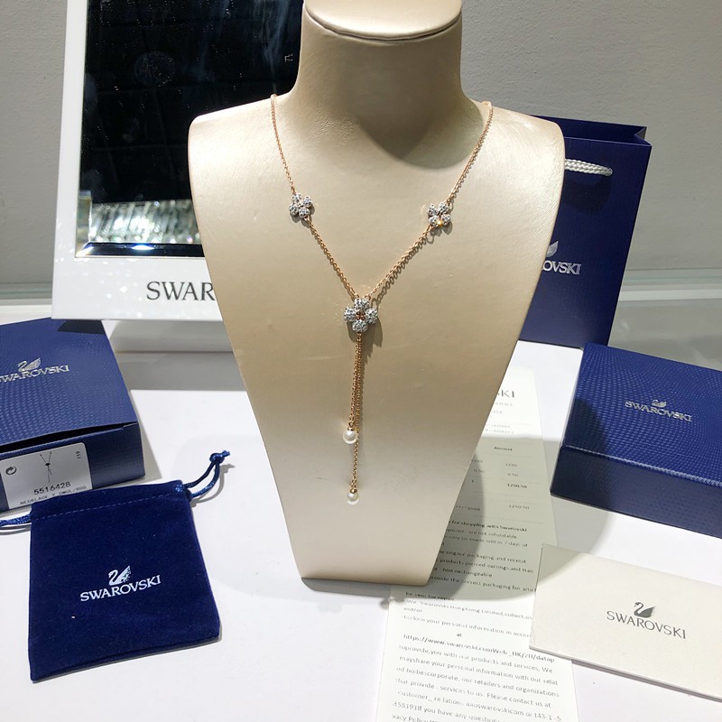 [Sản phẩm mới] Swarovski LATISHA Người đàn ông hoa thanh lịch, Dây chuyền nữ hình chữ Y tươi mát và lãng mạn