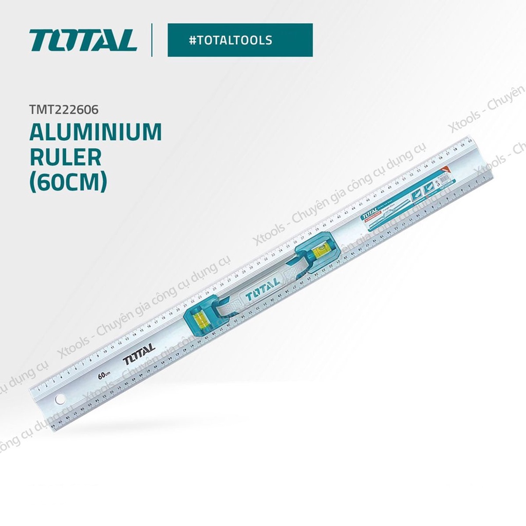 Thước nhôm xây dựng TOTAL TMT222606 60cm, thước nhôm kỹ thuật đa năng có bóng nước cân bằng, nhôm dầy bền chắc