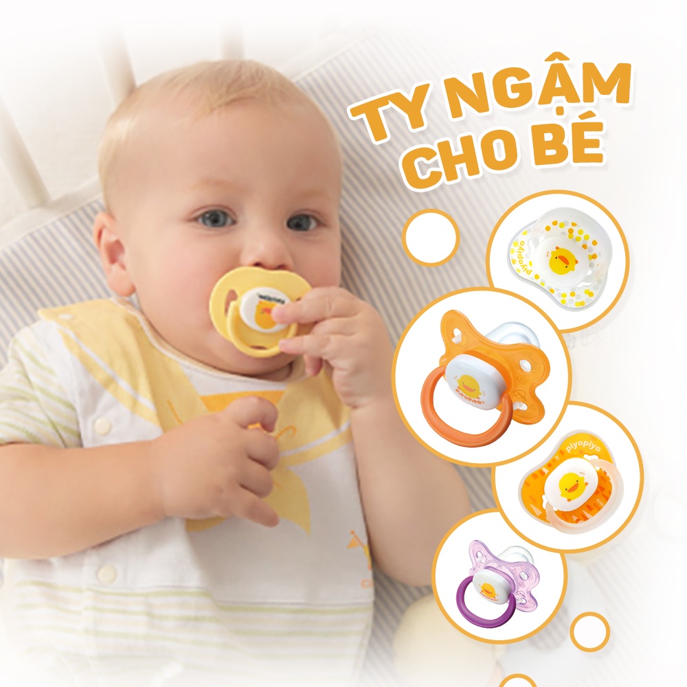 Ty ngậm piyo piyo kèm nắp trong suốt cho trẻ sơ sinh màu cam