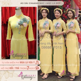 Áo dài hao nổi CHAANG May sẵn áo dài truyền thống kèm quần áo dài