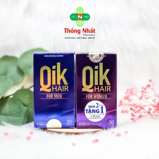 Qik Hair For Men và Women (Date xa) giảm rụng tóc và giúp tóc chắc khoẻ hộp 30 viên Eco