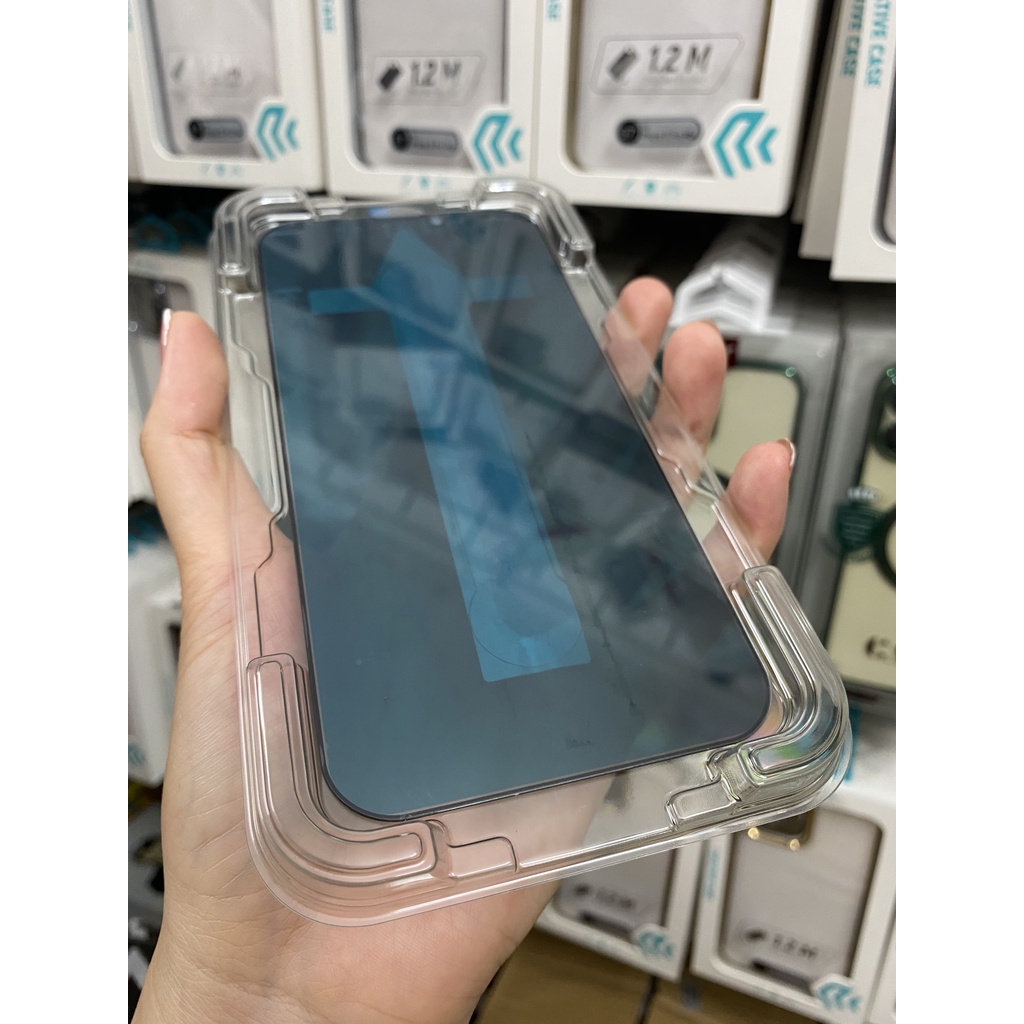 🌟 LOẠI 1 🌟 Kính cường lực IPhone khung tự dán dễ chống nhìn trộm 9H full chống bụi loa X XS XR 11 12 13 14 PLUS PRO MAX