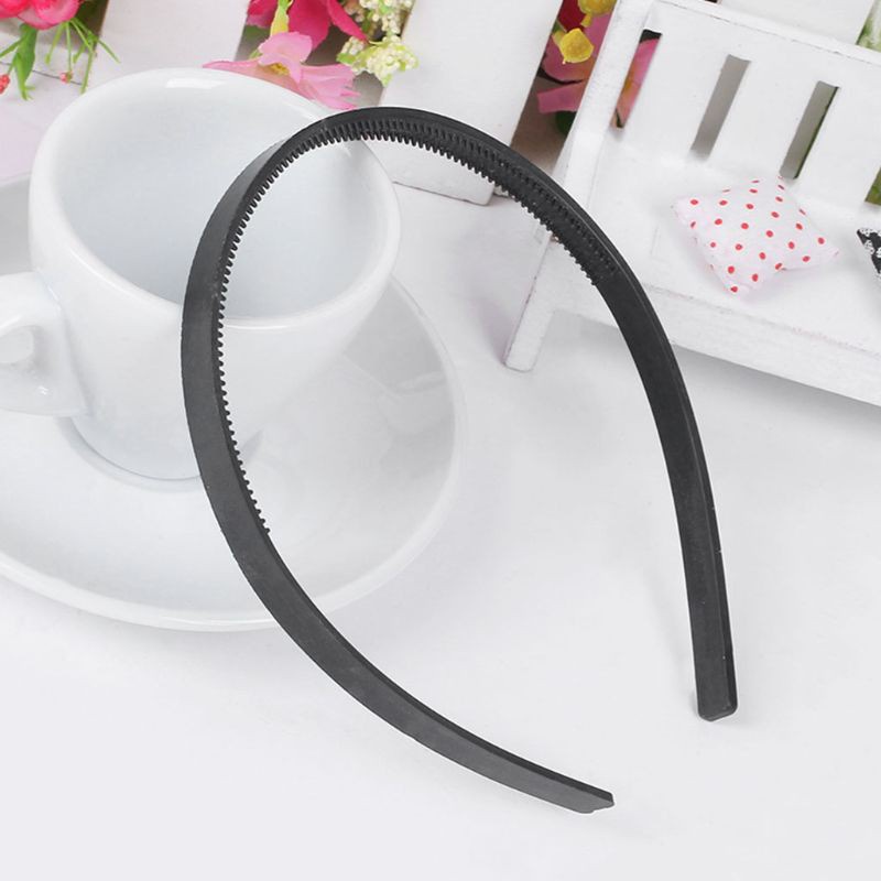 Bộ 3 cái băng đô acrylic 2 hàng răng rộng 7mm màu đen cho nữ