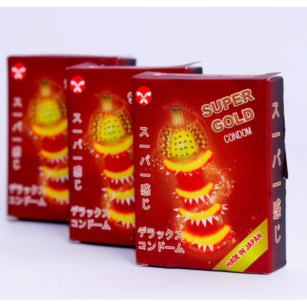 BAO CAO SU SUPER GOLD Hộp 2 Cái - Bcs Cao cấp CÓ GÂN, GAI, BI từ NHẬT BẢN tạo Cảm Giác Thăng Hoa Cho CẢ 2