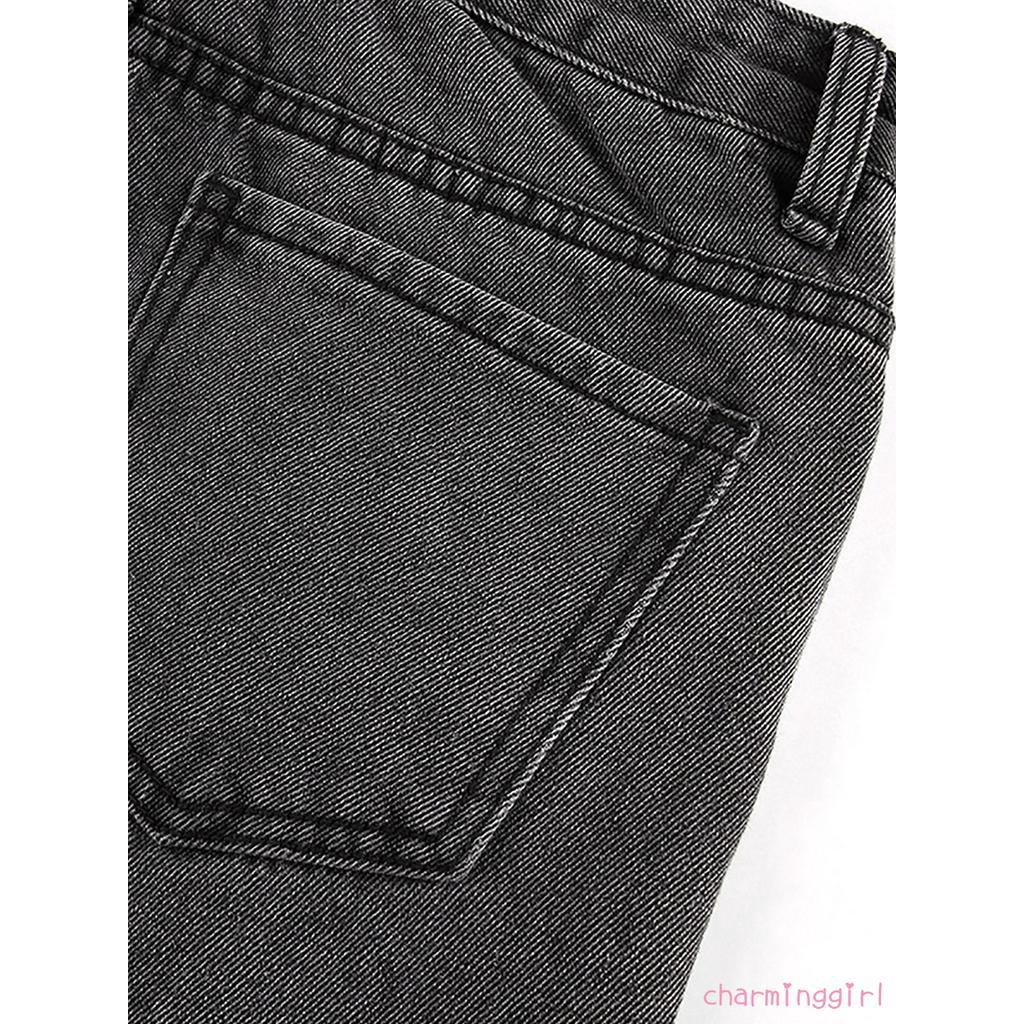 Quần Jean Nữ Lưng Cao Rách Gối Thời Trang