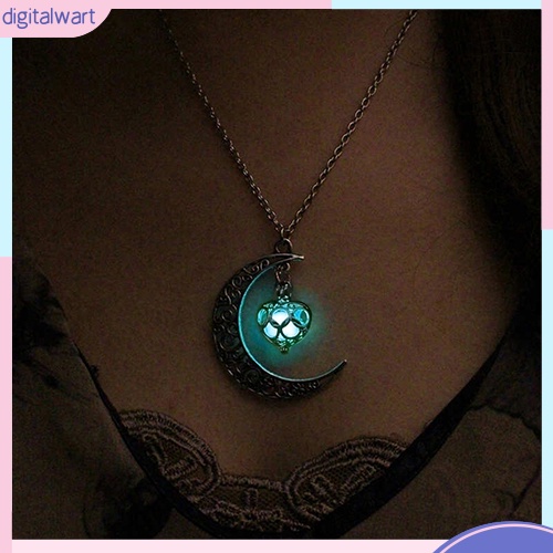 Dây Chuyền Mặt Trăng Đính Đá Phát Sáng Thời Trang