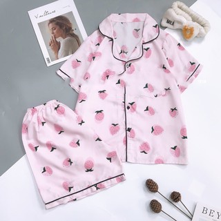 Set bộ đồ ngủ pijama mặc nhà nữ tay cộc quần đùi.