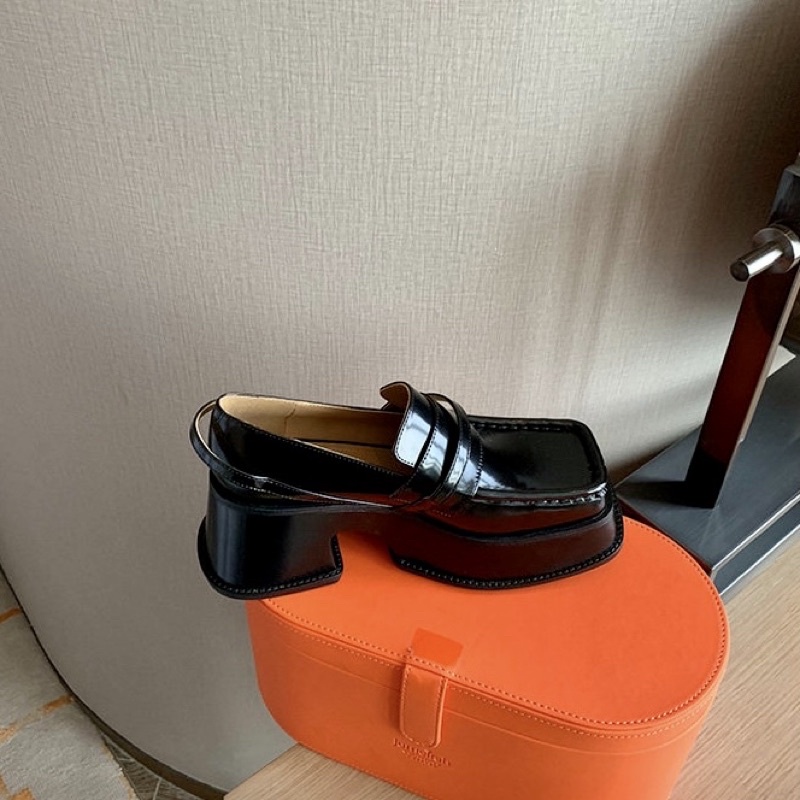 Giày loafer B58 đế cao 4cm phong cách retro Nhật Bả