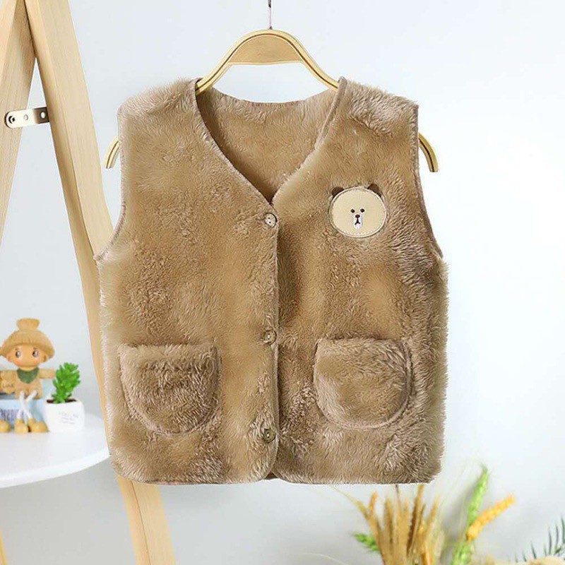 Áo khoác gile lông bé trai, bé gái hàng Quảng Châu size từ 4-16kg
