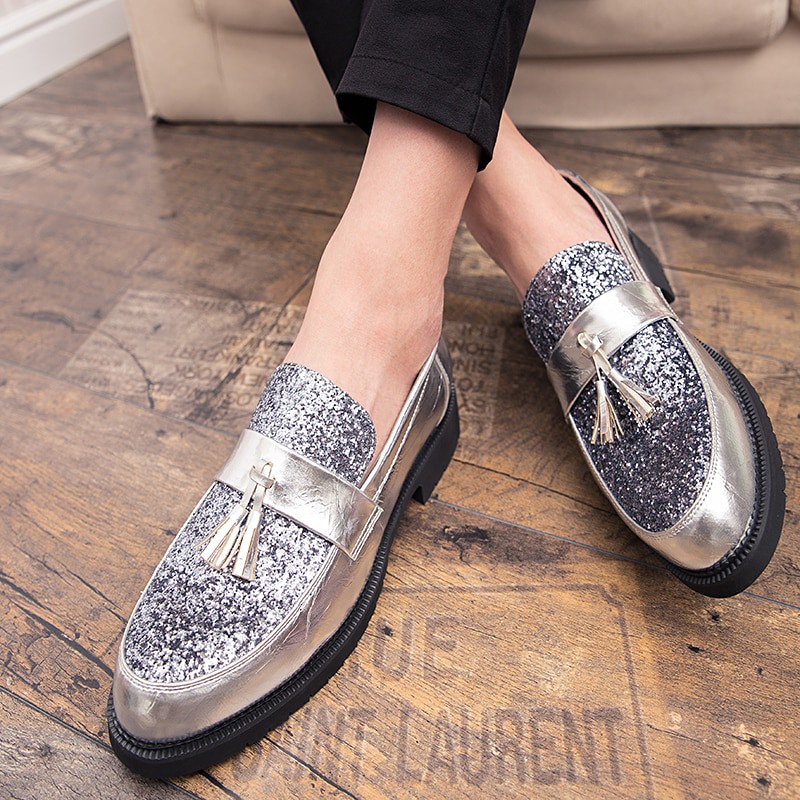 Patent Leather Wedding Shoes Mens Wingtip Slip-On Loafers Tassel Fringe Formal Dress Shoes