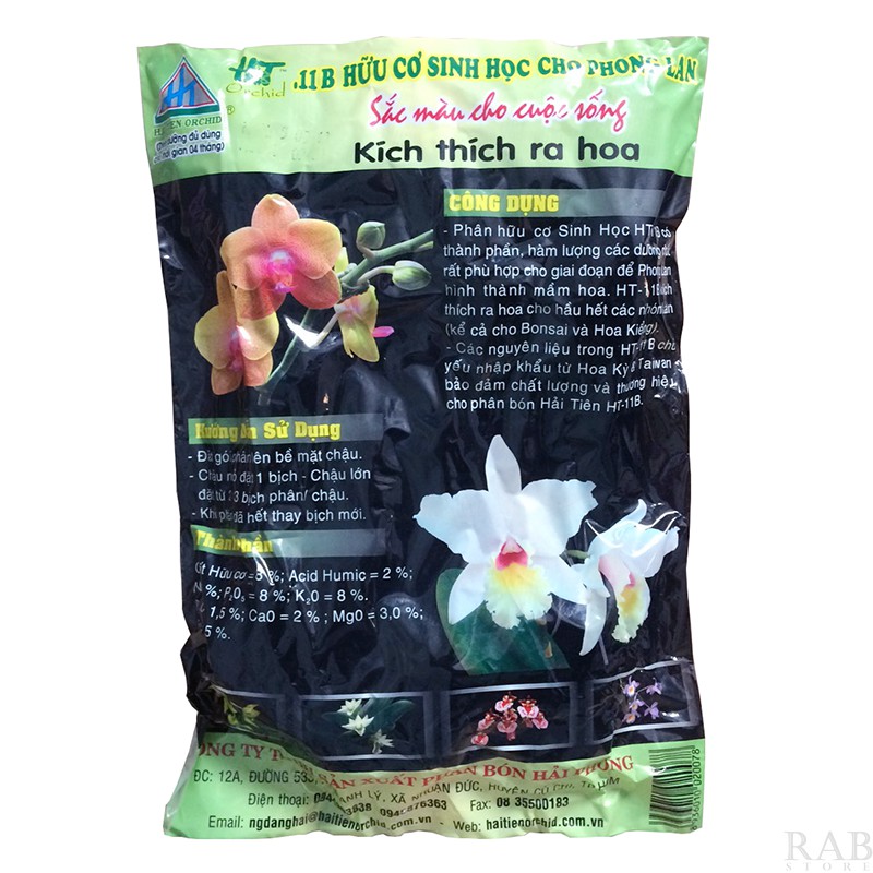 Phân tan chậm cho hoa lan Hải Tiên HT-11, HT-11B dưỡng cây và thúc ra hoa, gói 30 túi lưới.