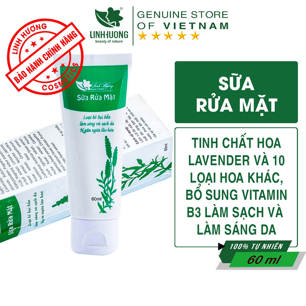 Sữa rửa mặt Linh Hương, sữa rửa mặt trắng da dành cho nam, nữ da dầu, da nhạy cảm dung tích  60 ml