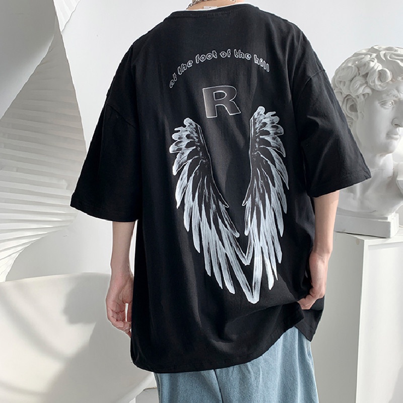 Áo Thun Nam Dáng Rộng Có In Chữ Phong Cách Hip Hop