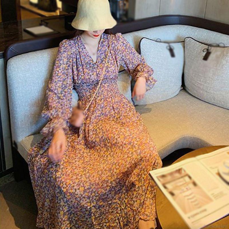 Đầm Voan Hoa Tay Dài Thời Trang Dành Cho Nữ | BigBuy360 - bigbuy360.vn