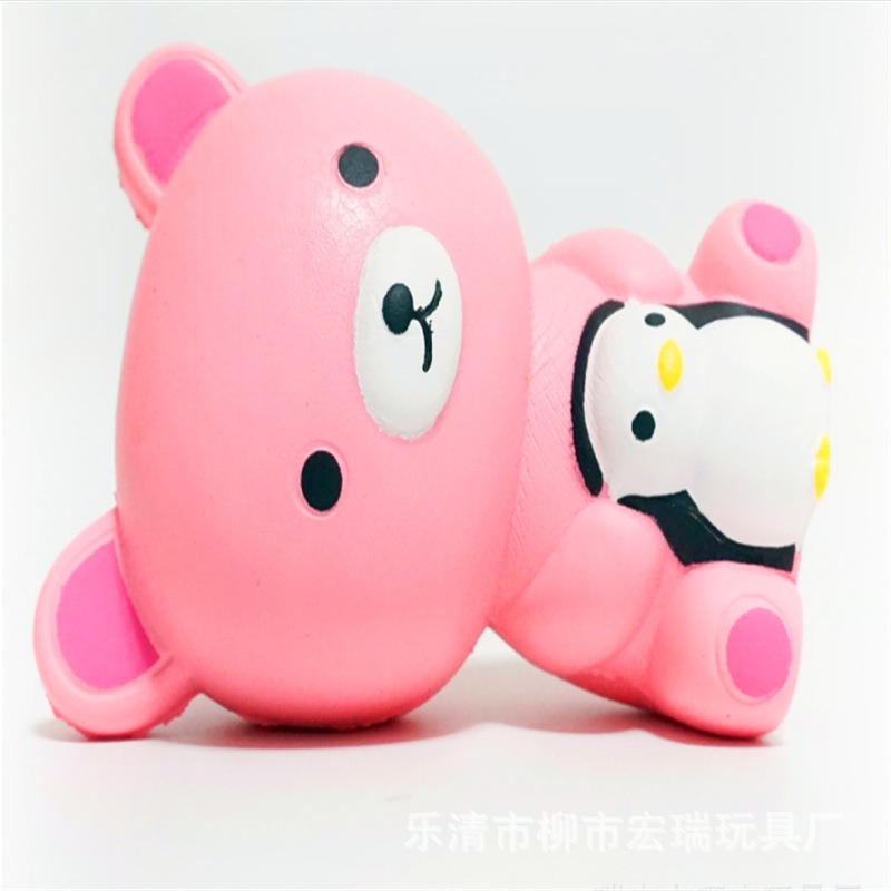 Squishy Lớn JUMBO Hình gấu hồng ôm chim cánh cụt Đồ Chơi Xốp Giảm Stress Hình mềm mịn dễ Thương đàn hồi Cho Bé