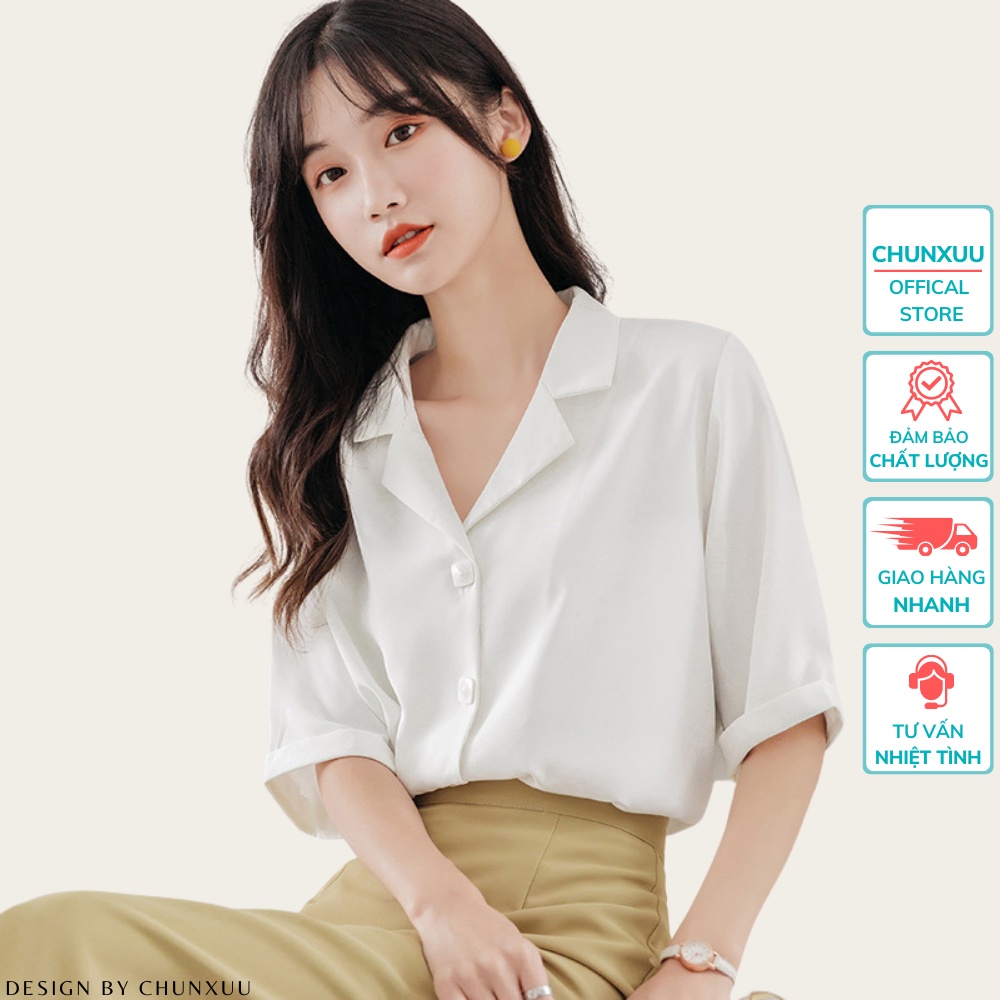 Áo sơ mi nữ kiểu cổ vest Chunxuu thiết kế đơn giản trẻ trung - SK06