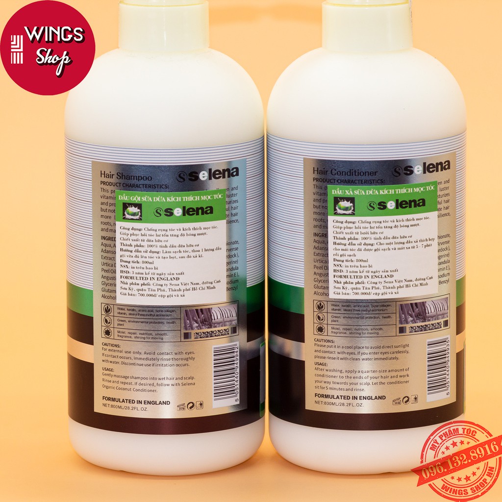🛑FreeShip🛑Cặp Dầu Gội Xả Selena Coconut Hương Sữa Dừa 800ML | Giảm Rụng Tóc, Hỗ Trợ Mọc Tóc | Hàng Chính Hãng | BigBuy360 - bigbuy360.vn
