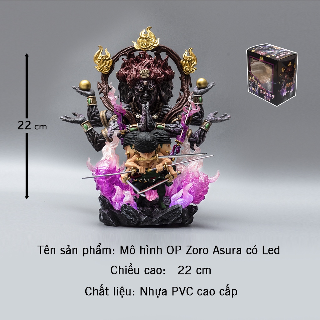 Mô hình One Piece Zoro Asura Tam Long Kiếm có Led cao 22cm ZR10 - Mô hình Zoro Tam Kiếm One Piece Haki Shop