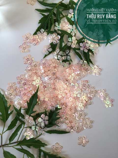 Hạt kim sa hoa dập vân 8mm