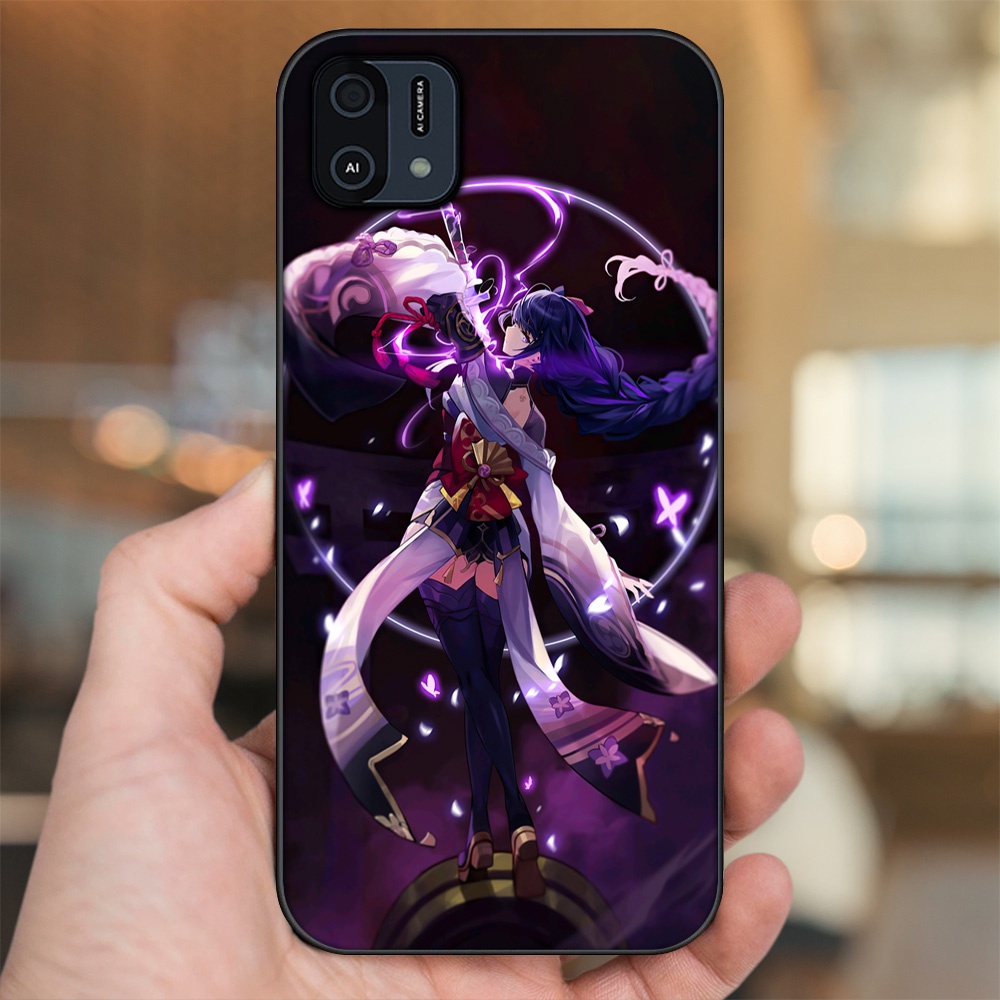 Ốp lưng Oppo A16K viền đen in hình Raiden Shogun Genshin Impact