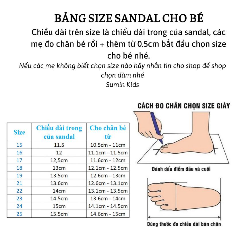 sandal bé trai mẫu giày sandal cho bé từ sơ sinh đến 3,4,5 tuổi Sumin Kids