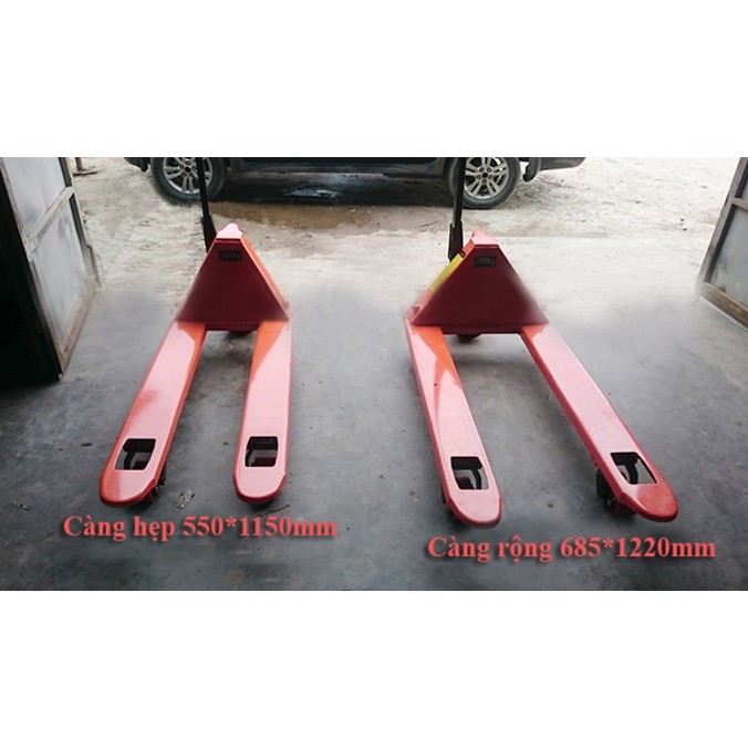 Xe nâng tay thấp 2000kg 2 tấn càng rộng 685x1220mm và càng hẹp 550x1150mm