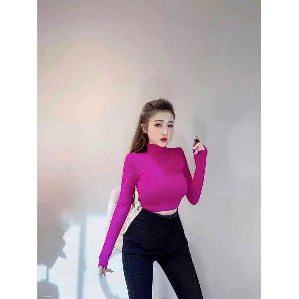 áo len nữ cổ lọ dài tay dáng croptop chất len tăm trơn co giãn siêu đẹp siêu điệu đà - áo giữ nhiệt nữ | BigBuy360 - bigbuy360.vn
