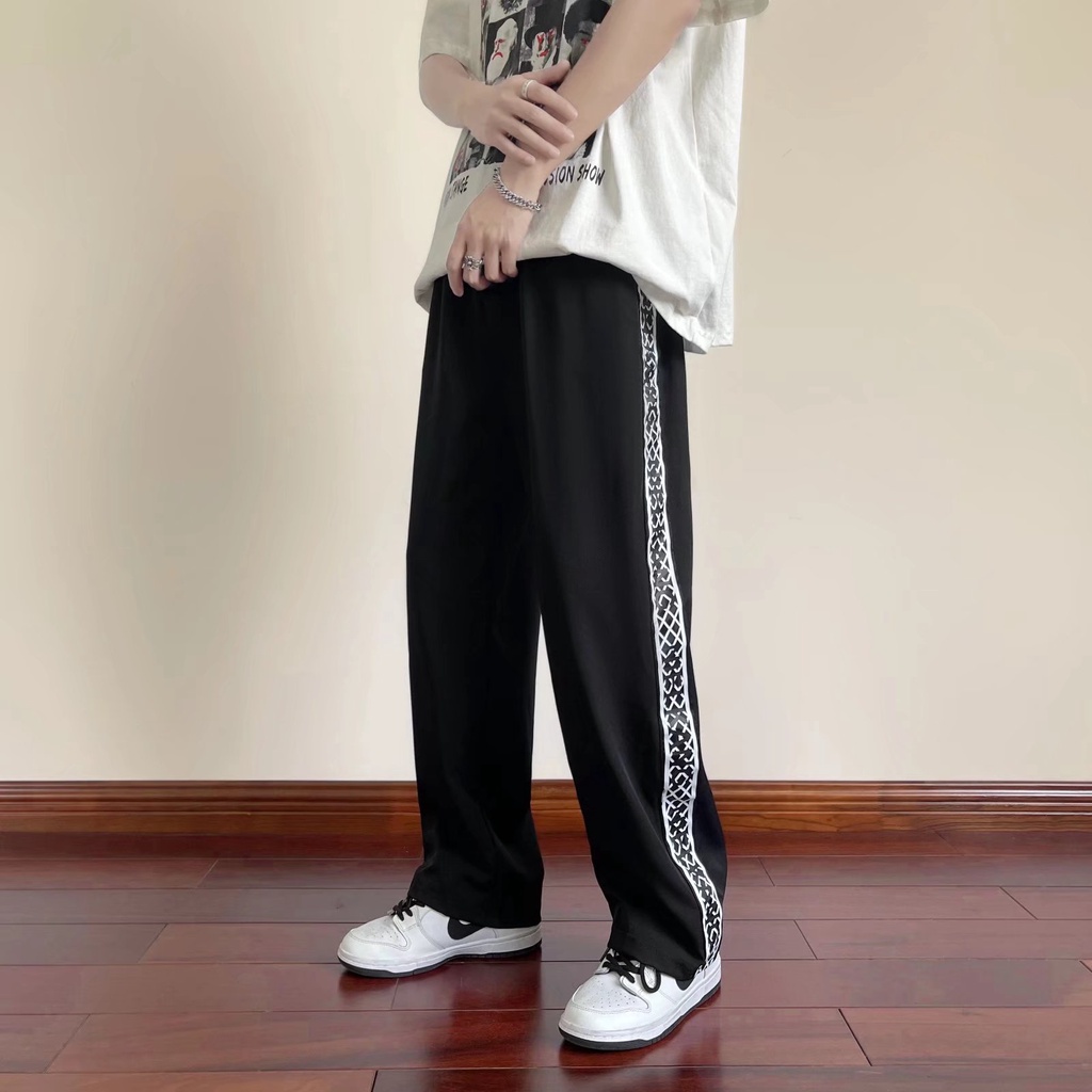 Quần ống rộng Họa Tiết Kẻ Sọc Phong Cách Hàn Quốc Thời Trang Cho Nam size M-2XL