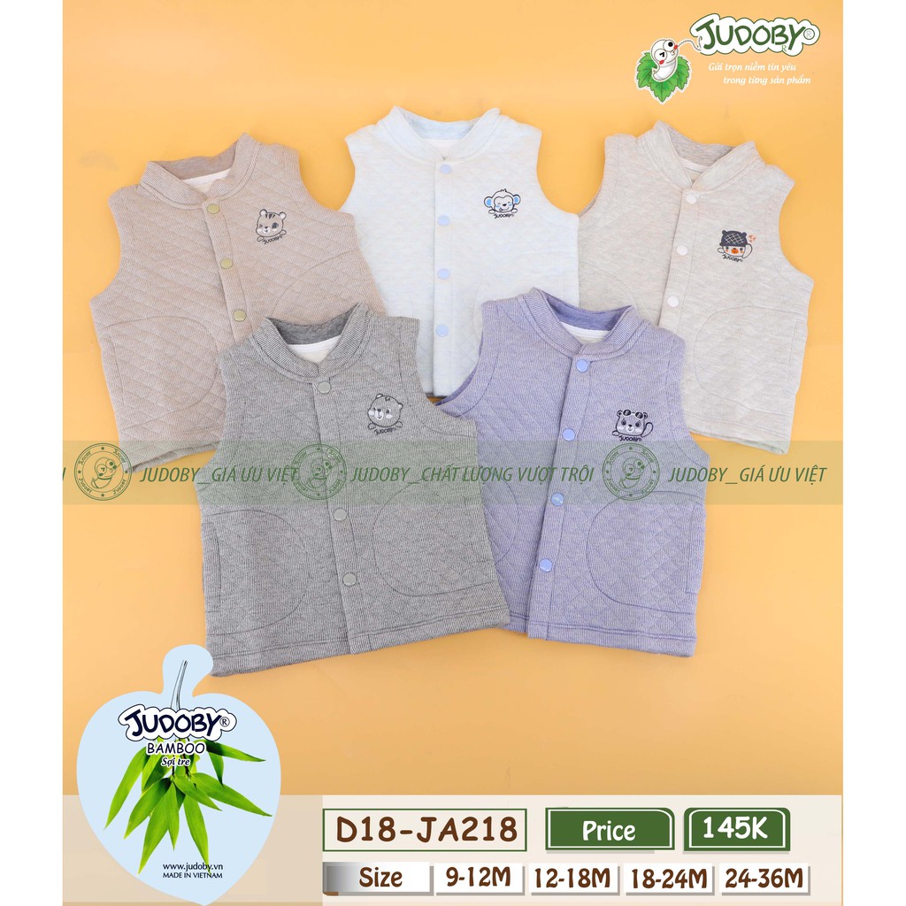 Judoby - Áo gile trần bông 2 lớp dày phối túi 12-36m JA218