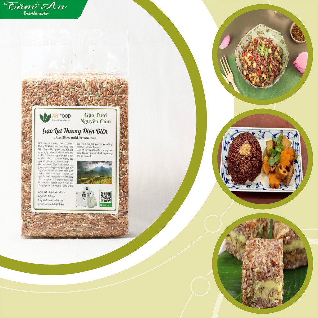 Gạo Lứt Nương Điện Biên nguyên cám và phôi mầm (1kg) - Canh tác hữu cơ, không hóa chất, tốt cho người tiểu đường,ăn chay