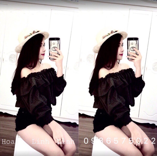 Áo bẹt vai bèo voan siêu xinh