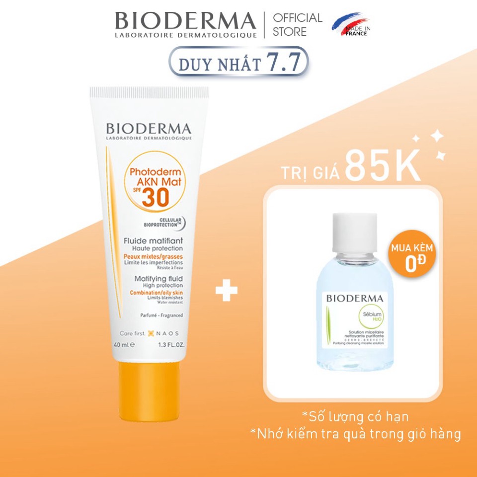 Kem chống nắng cho da mụn Bioderma Photoderm AKN Mat SPF30 - 40ml mã 1116