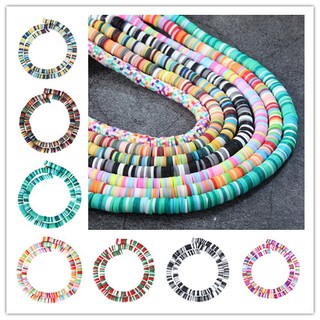 6mm Phẳng Tròn Polymer Đất Sét Hạt Chip Đĩa Rời Miếng Đệm Handmade Hạt Cho DIY Trang Sức Làm Vòng Tay Vòng Cổ