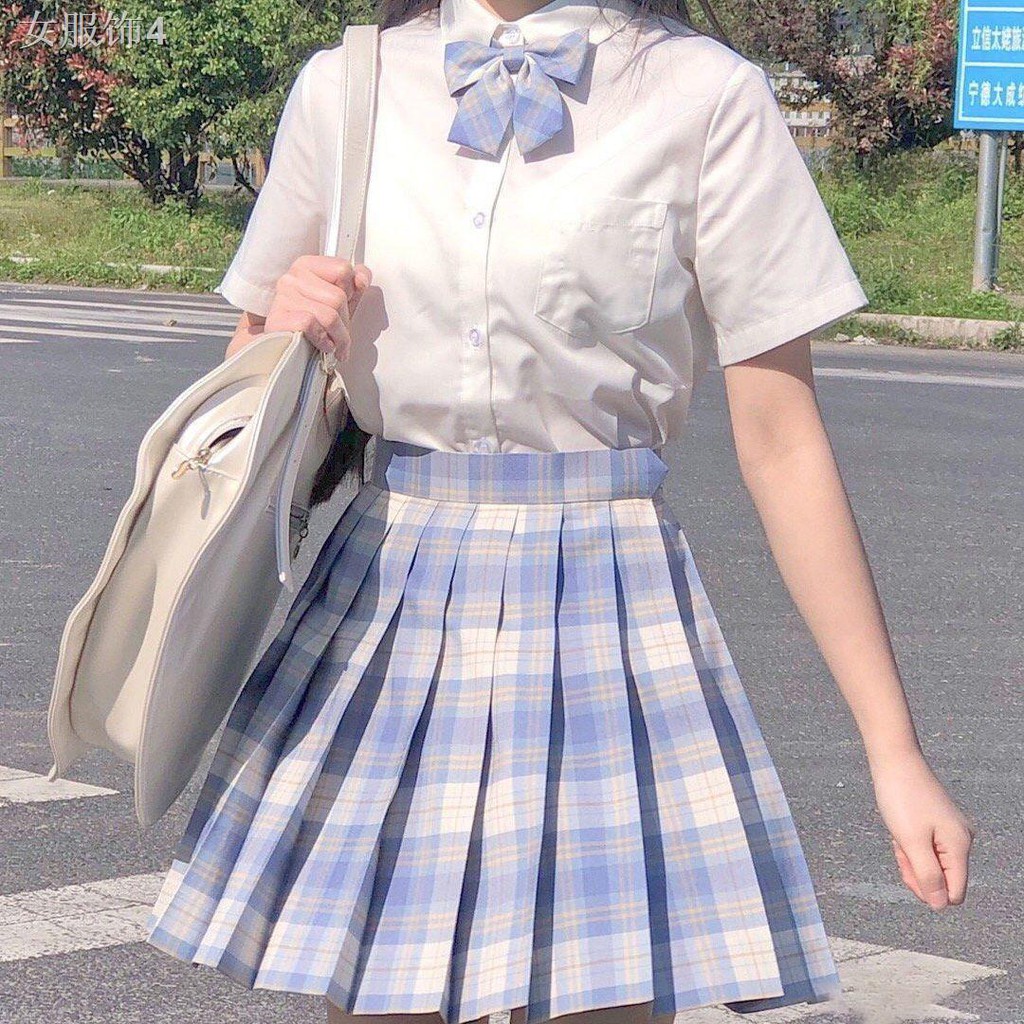 Đồng phục váy phù hợp với Jk trọn bộ phong cách đại học cơ bản Áo sơ mi dài tay Nhật xếp ly nữ sinh kẻ sọc mùa xu | BigBuy360 - bigbuy360.vn