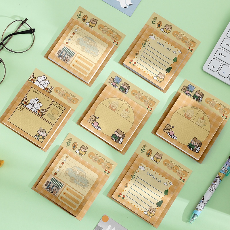Bộ 60 Tờ Giấy Dán Ghi Chú Họa Tiết Hoạt Hình Kiểu Hàn Quốc Sáng Tạo