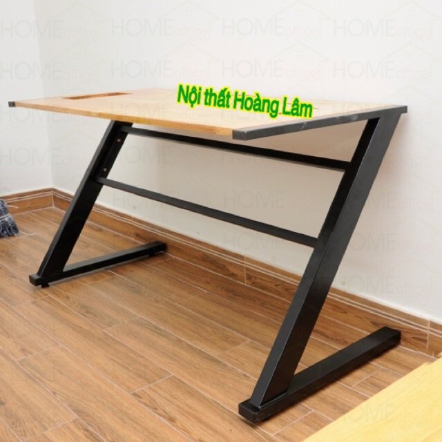 Bàn Chân Sắt Chữ Z Mặt bàn Gỗ Cao Su 60 x 120 cm Chống Nước, Bàn Ăn, Làm Việc, Học Sinh, Văn Phòng