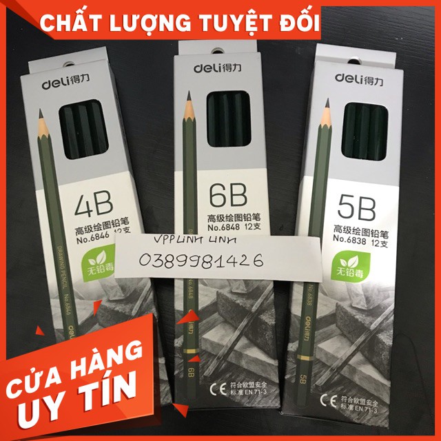 BÚT CHÌ GỖ DELI 4B/5B/6B (1c)