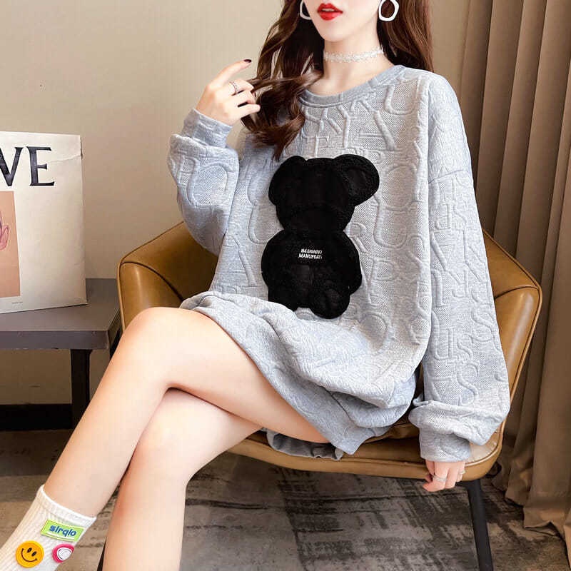 COZOK Áo len nữ dài tay cổ tròn thời trang Hàn