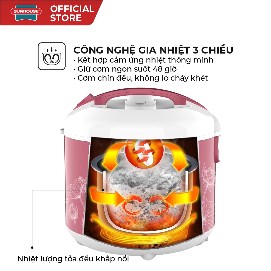 [Mã ELHADEV giảm 4% đơn 300K] Nồi cơm điện 1.8L SUNHOUSE SHD8609