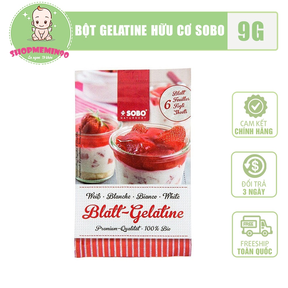 Bột lá Gelatine hữu cơ Sobo Đức làm thạch pudding rau câu bánh kẹo cho bé ăn dặm - Gelatin