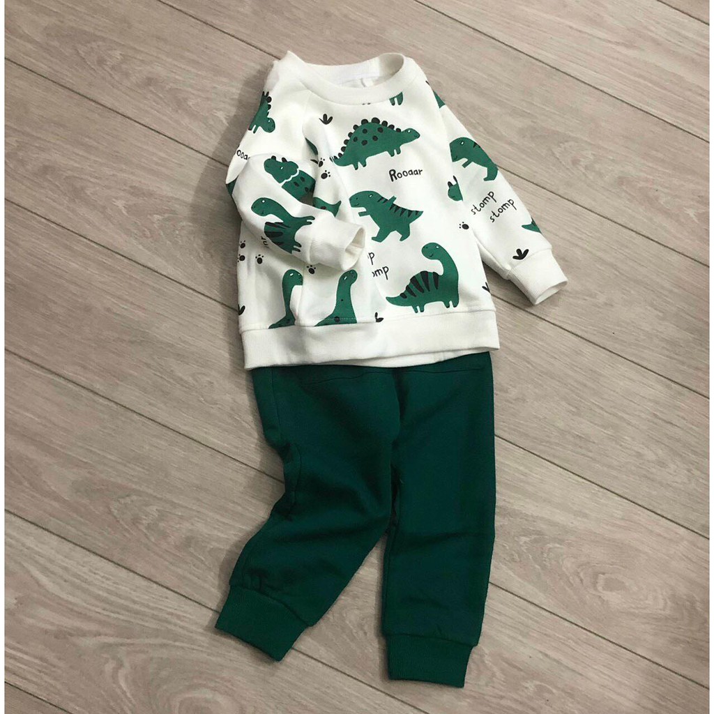 Set bộ nỉ H&M khủng long xanh